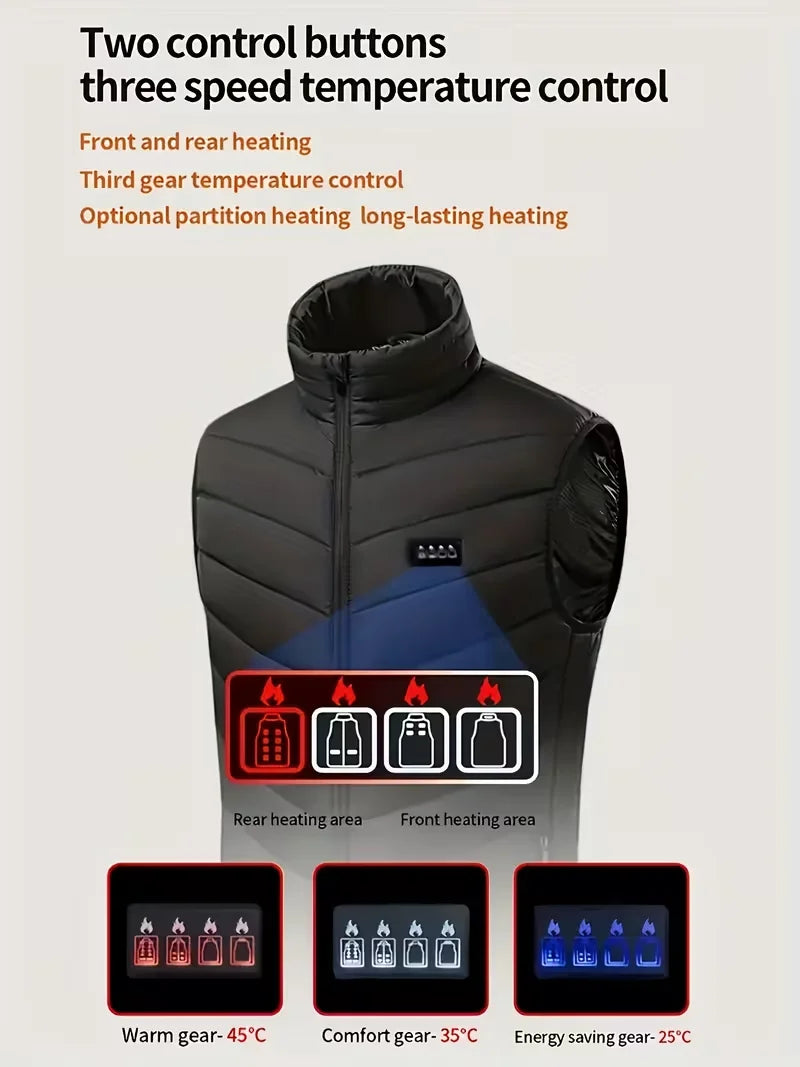 Unisex Smart Electric Heating Vest, the Top Choice for Christmas and Birthday Gifts, Men's Thermal Heating Vest, Winter Outdoor Thermal Jacket Suitable for Camping, Hiking, and Commuting (Power Bank Not Included)