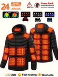 Men's Heated Jacket, Winter Windproof and Warm Smart Heating Coat, 3-Level Adjustable Temperature Heated Cotton Jacket, Four Control Switches, 36 Heating Zones, Designed for the Wet and Cold Winter Climate in Europe, Suitable