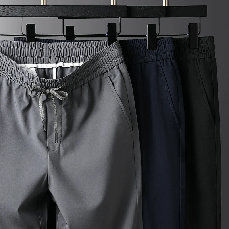 Men's Quick-drying Pants, Drawstring Elastic Waist, Casual Trousers, Loose Straight Pants, Summer New Fashion, Trendy