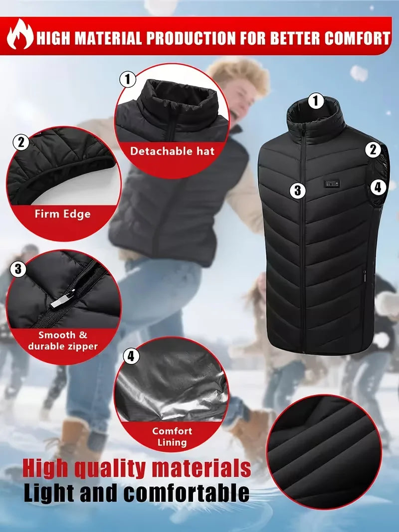 Unisex Smart Electric Heating Vest, the Top Choice for Christmas and Birthday Gifts, Men's Thermal Heating Vest, Winter Outdoor Thermal Jacket Suitable for Camping, Hiking, and Commuting (Power Bank Not Included)
