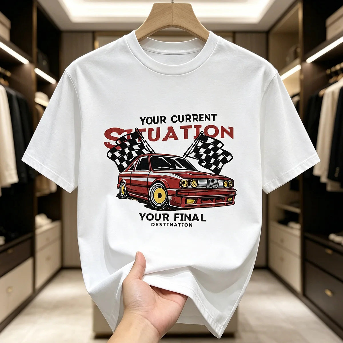 Camiseta gráfica para hombre, 100% algodón, cuello redondo, transpirable, de manga corta, resistente a la decoloración y a la formación de bolitas.