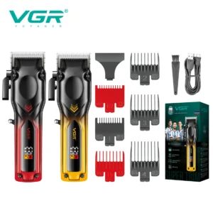 VGR hair clipper gradient color body high-end hair trimmer intelligent LCD digital display high-speed electric push shear V-656