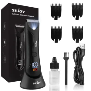 Sejoy Shaver for Men Ball Trimmer for Groin Pubic Grooming Body Hair Trimmer Replaceable Ceramic Blade Heads Electric Razor