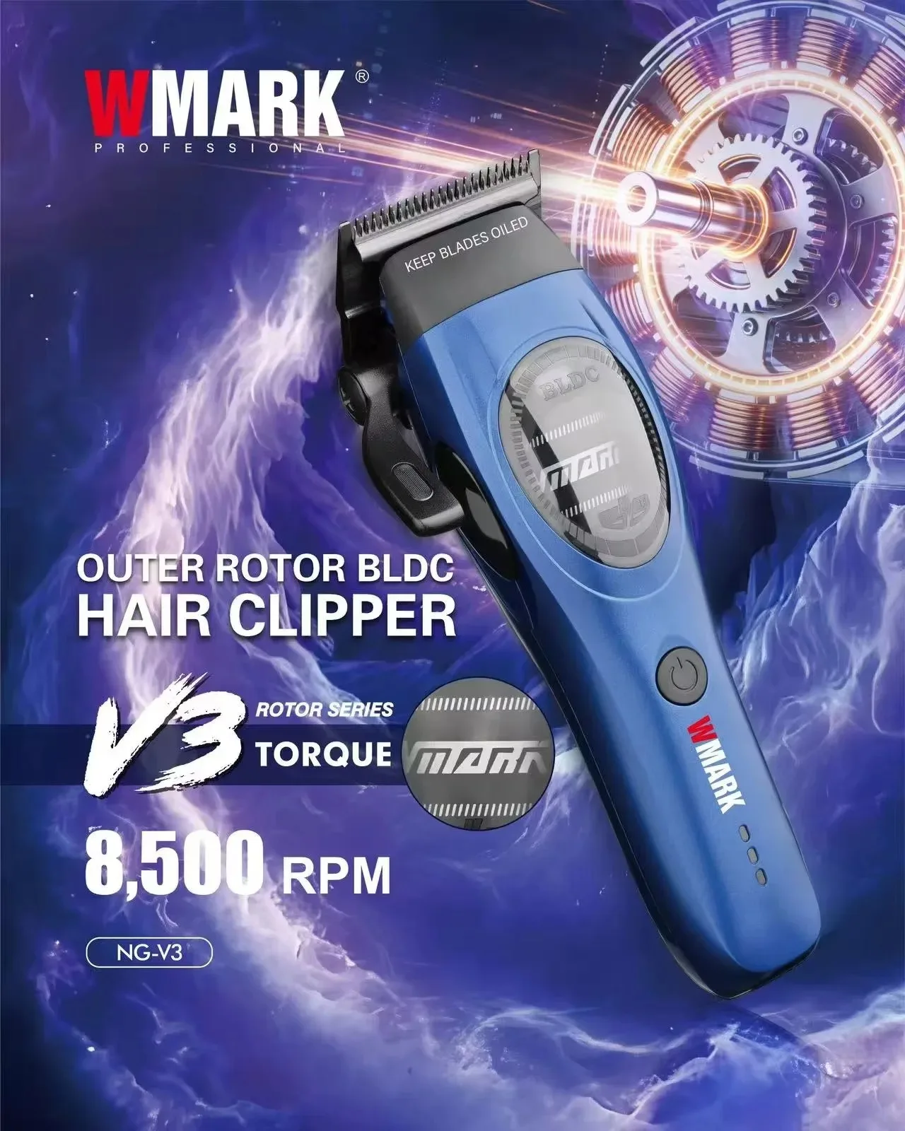 WMARK Clippers Professional Haircut DLC Blade Hair Trimmers Electric BLDC High Torque Outer Rotor Motor Clipper for Men NG-V3 - Imagen 9