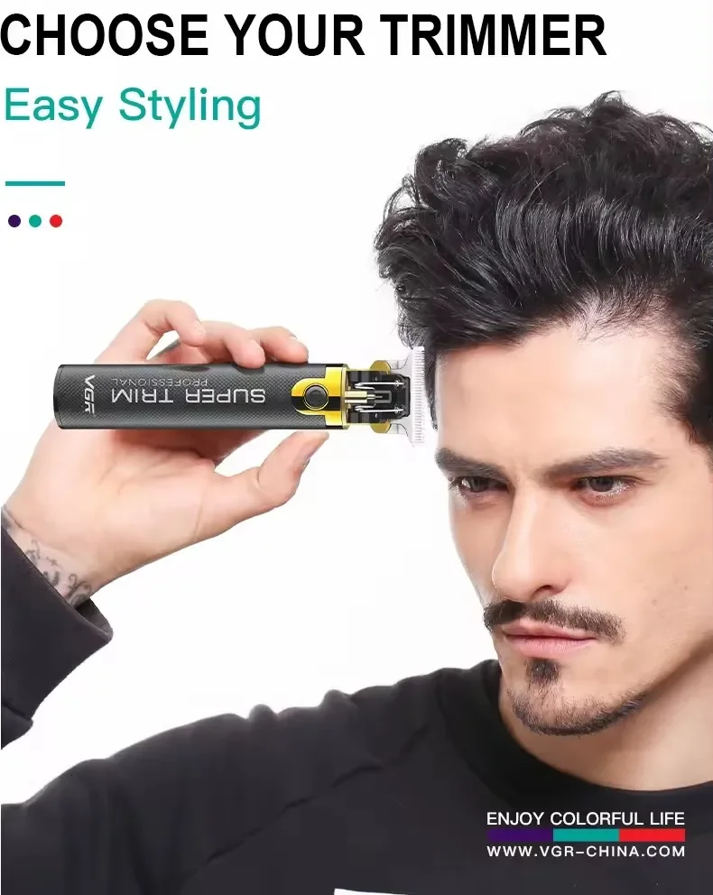 VGR Hair Trimmer Professional Clippers Electric Haircut Machine T9 Rechargeable Barber Clippers Metal Hair Trimmer for Men V-082 - Imagen 11