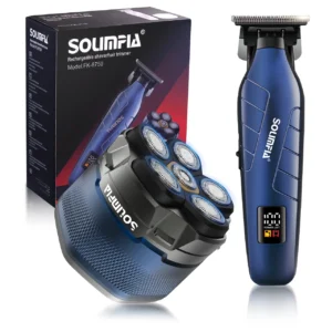 Solimpia 2-in-1 Head Shaver Hair Trimmer Kit Waterproof Magnetic 6D Floating Shaver with LED Display Type-C Rechargeable for Men