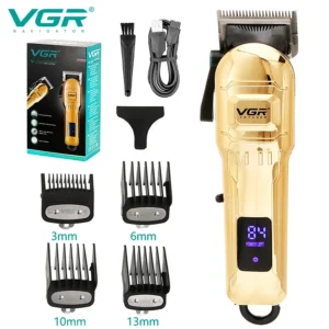 VGR 268 Hair Clipper Professional Hair Trimmer Adjustable Hair Cutting Machine Electric Barber Digital Display Clipper for Men
