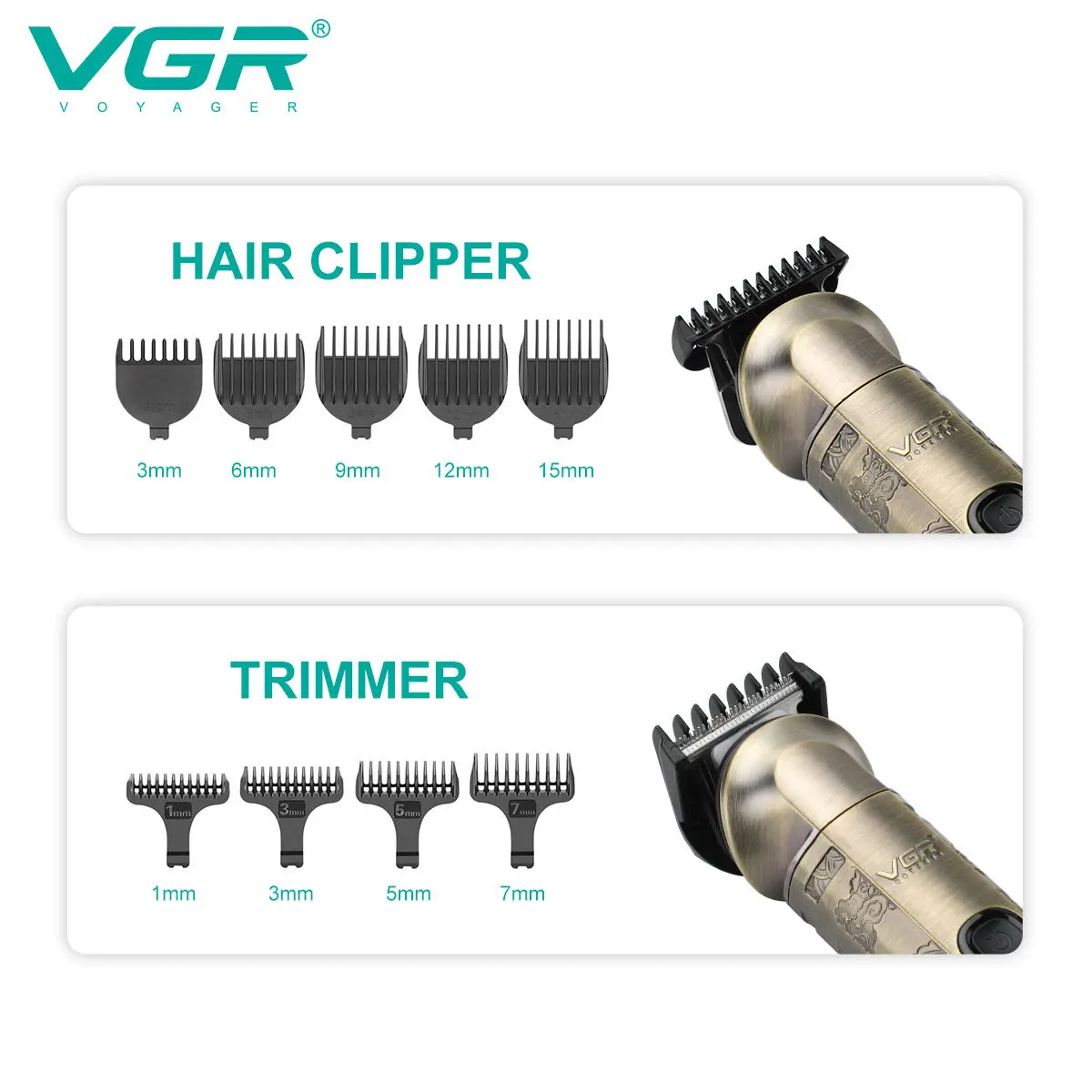 VGR6 all-in-one hair cutting machine, armpit hair, nose hair treatment, full body shaving machine, electric push shear V-109 - Imagen 4