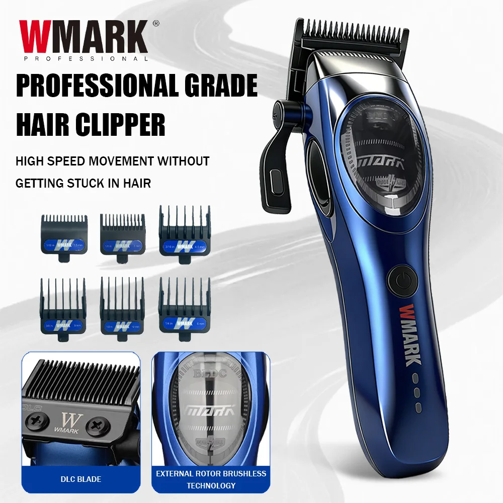 WMARK Clippers Professional Haircut DLC Blade Hair Trimmers Electric BLDC High Torque Outer Rotor Motor Clipper for Men NG-V3