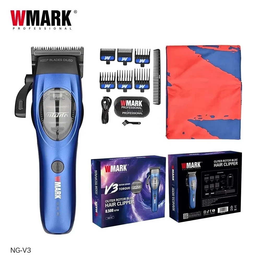 WMARK Clippers Professional Haircut DLC Blade Hair Trimmers Electric BLDC High Torque Outer Rotor Motor Clipper for Men NG-V3 - Imagen 2