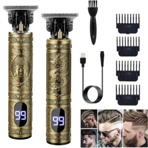 Recortadora de Barba y Pelo T9 Profesional Inalámbrica – Estilo Retro, Corte Perfecto